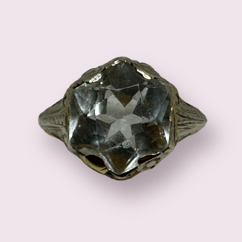 18K White Gold Antique Art Deco Ring Size 6.5